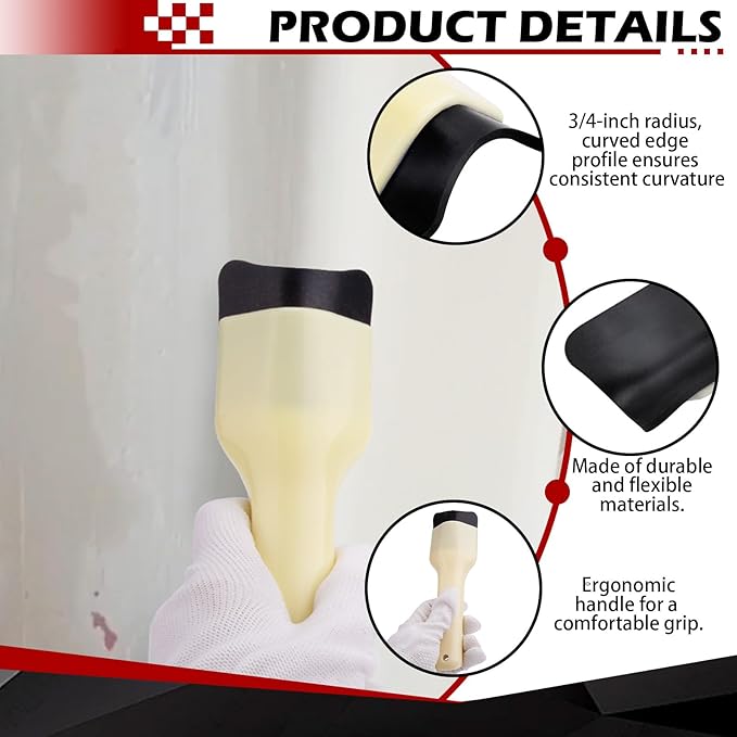 Gypsum board corner finishing tool elastic design cow nose corner trowel 3/4 inch radius external cow horn