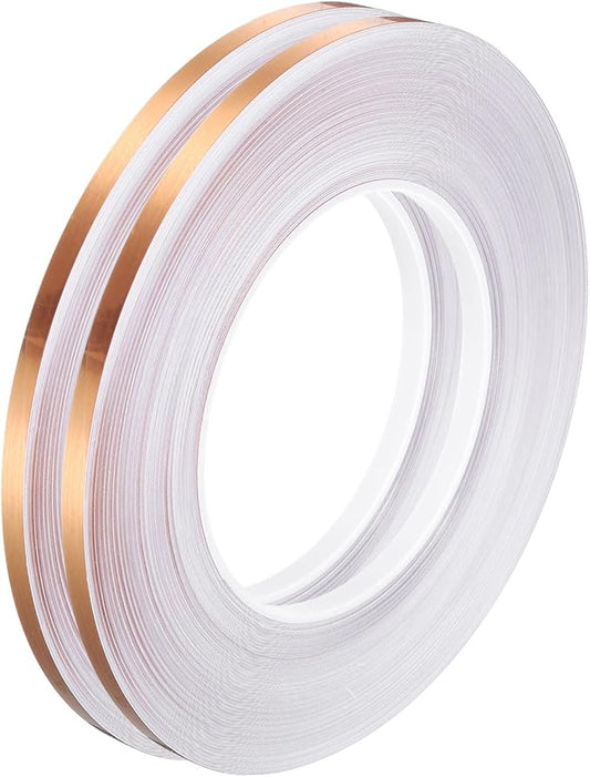 HARFINGTON 2Pcs Floor Tiles Rose Gold Foil Lines Metallic Mirror Tape 0.2" x164 Ft Self Adhesive Decor Floor Wall Seam Sticker Waterproof Gap Sealing Tape for Kitchen Bathroom Cabinet