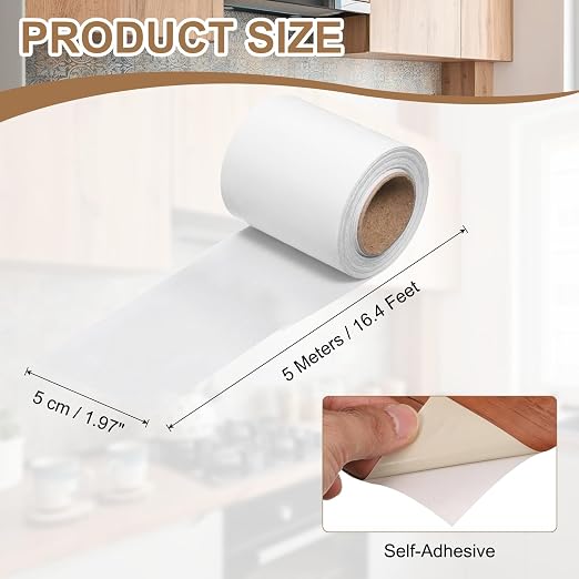 uxcell Wood Tape, 2 Inch x 16ft Self-Adhesive Wood Grain Repair Tape Patch with Plastic Scraper for Baseboards, Doors, Windows, Floor Repair and Furniture Renovation, White