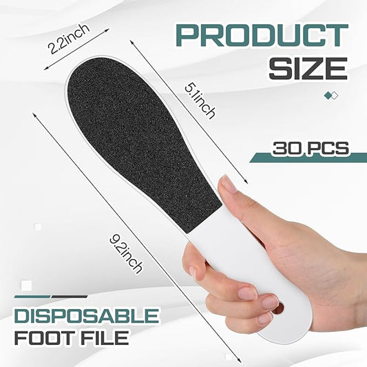 Lothee 30 Pack Foot File Foot Callus Remover Double Sided Professional Sandpaper Pedicure Tool Feet Scrubber Sander Feet Rasp for Dead Skin Cracked Heel Women Manicure Beauty Spa, 100/180 Grit, White