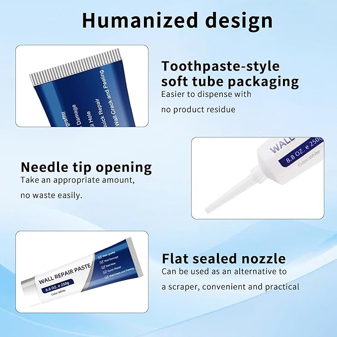 Drywall Repair Kit with Scraper, 2026 New Wall Mending Agent for Holes, Cracks, Small Damage, Quick Easy Solution for Home Wall Efficient Patch Repair (3 pcs)