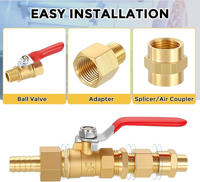 Pack of 12, 1/4" MNPT to 1/4" MNPT Solid Brass Hex Nipple Hose Connector W/Sealing Tape, Male Pipe Adapters for Pipe Leak Repair, Bathroom Remodeling, Tool Extensions, Compression