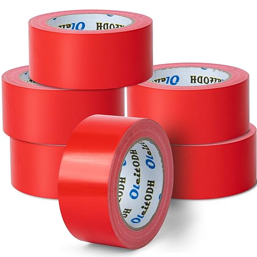 Oleitodh 6 Pack Red Duct Tape Heavy Duty,8.3 Mil Thickness,2 Inches x 30 Yards,Strong Industrial Strength,Flexible,No Residue,Waterproof and Tear by Hand,Multi-Use for Indoor & Outdoor Repairs