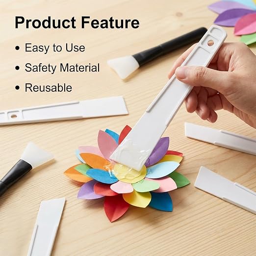 7 Pcs Applicator Glue Spreaders Plastic Glues Smear Sticks Applicator Tool with Silicone Glue Brush Plastic Glues Applicators Easy Clean for Leatherwork Woodwork Handmade DIY Art Crafts Project