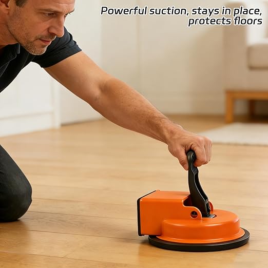 Heavy Duty Floor Gap Fixer Tool, Enhanced Vacuum Suction Cup Flooring Gap Repair Tool Laminate Vinyl Wood Tile Flooring Industrial Iron Plank Grabber Home Renovation DIY Installation (Black)