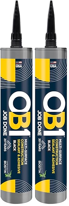 OB1 Universal Caulk Sealant & Adhesive Black 10.1oz | Professional Grade Premium All-in-One Advanced Hybrid 2-in1 | Water Resistant Internal & External | Shrink Crack UV & Fade Resistant | 1 Cartridge