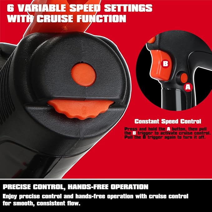 5500N Cordless Caulking Gun, High Power 6-Speed Control, 1200 ml/min Fast Dispensing, Anti-Drip System, 10oz/300ml, Compatible with Makita 18V & DEWALT 20V MAX, Tool Only (Battery Not Included)