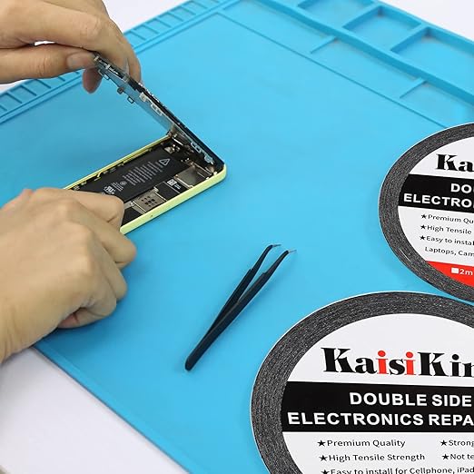 Kaisiking 5mm x 50M LCD Repair Tape for Phone Screen, Adhesive Tape with 1 Tweezers for Cell Phone, iPad, Tablets, Laptops, Camera