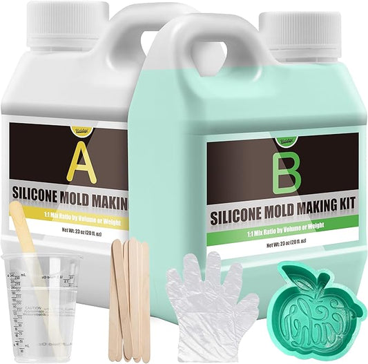 Silicone Molds Making Kit 46oz, Super Elastic 15A Silicone Rubber for DIY Mold Making, Silicone 1:1 Mixing Fast Curing Silicone Mold Kit for Casting Resin Molds, Candle Molds, Soap Mold, Craft (Green)