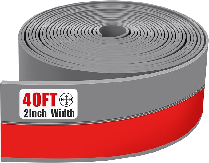 Draft Seal Tape for Doors and Windows 2 in x 40 Ft Silicone Weather Stripping Extra Thick 2mm Door Seal Strip with Strong Adhesive Draft Insulation Stopper Side Seal - Gray