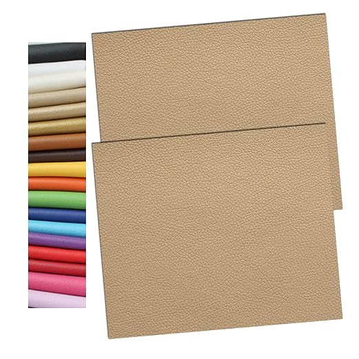 2 Pcs Sofa Repair Self Adhesive Leather Tape Patch Strong Adhesive Car Seat Furniture Repair Patches High Low Temperature Wear Waterproof Resistant (10 x 12 inch/2pcs, Khaki)