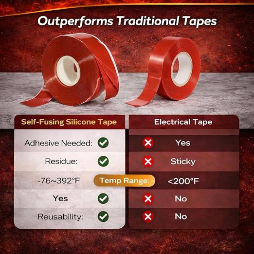 Self-Fusing Silicone Tape 2" x 36FT x 20mil Red– Waterproof & Heat-Resistant Rubber Emergency Repair Tape, Self Amalgamating for Plumbing, Hose, Electrical, Automotive & Outdoor – No Residue