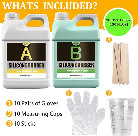 Silicone Molds Making Kit 170oz, Super Elastic 15A Silicone Rubber for DIY Mold Making, Fast Curing Liquid Silicone 1:1 Mixing Molding Kit for Casting Resin Molds/Candle Molds/Soap Mold/Craft, Green