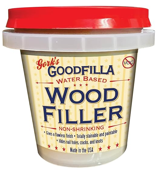 Goodfilla Mahogany, 8 oz, Wood and Grain Filler, Stainable, Tintable, Sandable, Zero Waste, Non-Toxic, USA Made