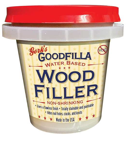 Goodfilla Ash, 8 oz, Wood and Grain Filler, Stainable, Tintable, Sandable, Zero Waste, Non-Toxic, USA Made