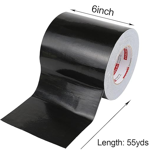JIALAI HOME 6" Duct Tape, Heavy Duty 6 inch x 55 yds (164 ft) Wide Black Duct Tape, Waterproof, UV Resistant for Crafts, Home Improvement, Repairs, & Projects