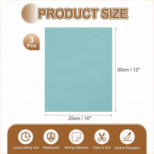 MECCANIXITY 3 Pcs Leather Repair Patch 10"x12" Self-Adhesive Leather Vinyl Repair Tape Kit for Furniture Couches Sofa Chair Car Boat Seats Jackets, Sky Blue