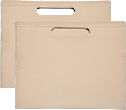 PATIKIL 2Pcs Leather Folder, 13.3x12.6 Magnetic Leather Document Holder File Folder PU Pouch Bag Portfolio File Organizer Handbag Personal Envelope Waterproof for Traveling, Khaki