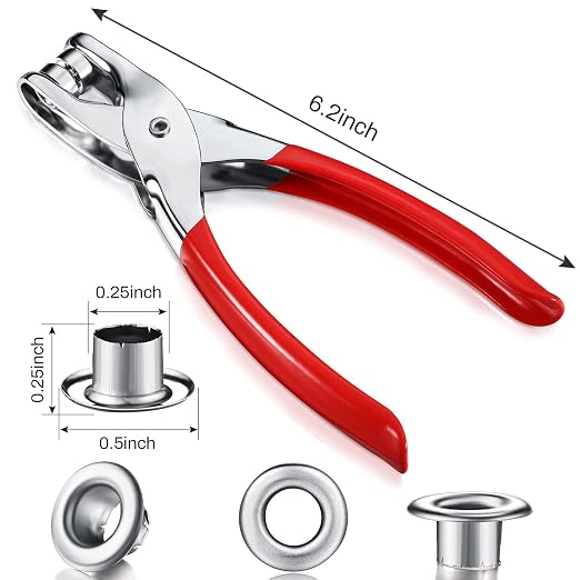 Mudder 301 Pcs Grommet Eyelet Pliers Tool Kit, Fabric Leather Hole Eyelets and Grommets Punch Pliers with 300 Metal Eyelets for Belt Shoes Cloths(1/4 Inch,Silver)