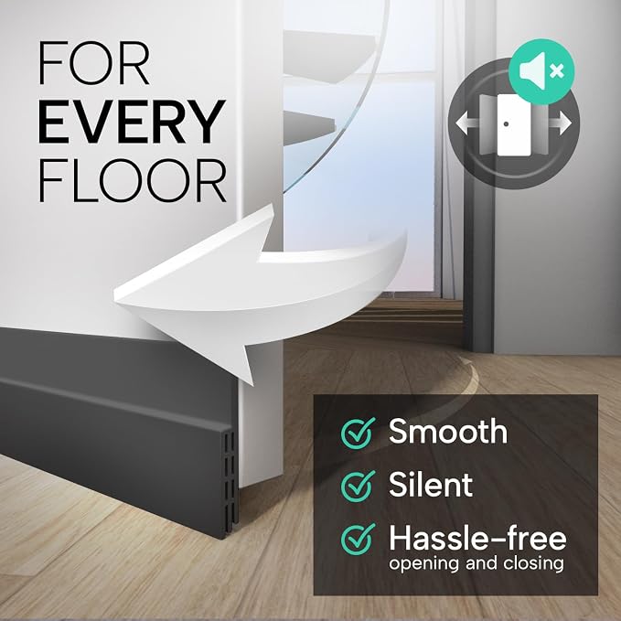 Vellure® Door Draft Stopper for Bottom of Door - Premium Door Sweep for Bottom of Door/Weather Stripping Door Seal (Save Energy – installs Quickly and Easily) Door Strip (1, Black)