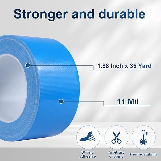 Blue Duct Tape Heavy Duty, 1.88 Inch x 35 Yard Waterproof Strong Adhesive Duct Tape for Indoor Outdoor Repairs Tear by Hand, 1 Roll