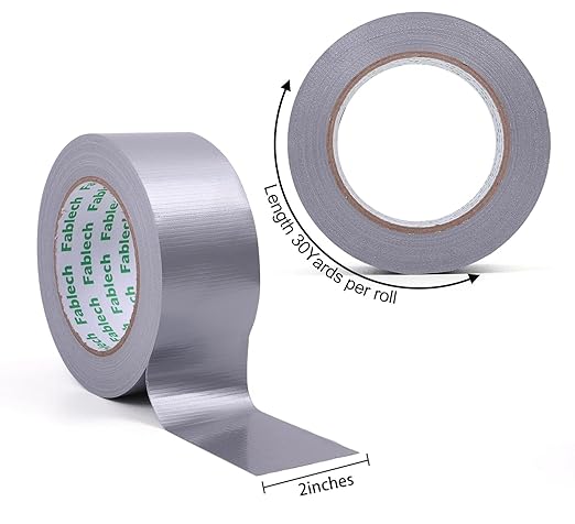 Heavy Duty Duct Tape, 9 Mil Thickness, 2 Inch x 30 Yards, Waterproof Strong Adhesive, Flexible,No Residue, Tear by Hand, Multi-Use for Repairs, DIY, Industrial & Home (Silver)