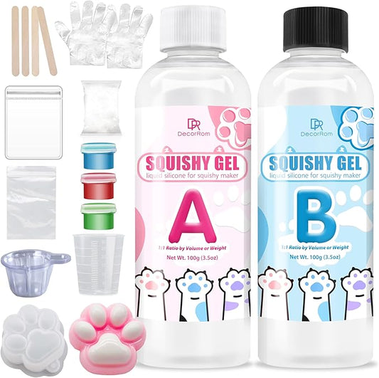Gel for Taba Squishy Kit, 7oz Liquid Silicone Super Soft Fast Cure for Squishy Maker, All-in-1 Squishy Making Rubber for Cat Paw Casting Hamster Molding, Stress Relief Decompression Craft Adult Hobby