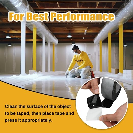 Bghdas - 2 Pack Butyl Sealant Tape 2" X 90' - Double Sided - Black Vapor Barrier Butyl Tape for Wall of Crawl Space, Rv Windows, Deck Boat, Crawlspace (Waterproof, Weatherproof)