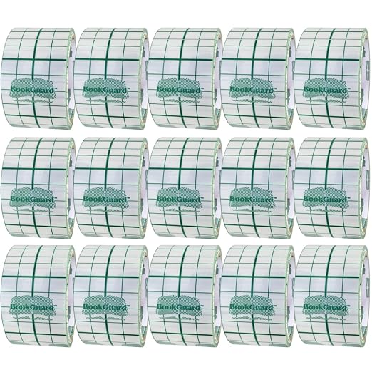 BookGuard 2" Vinyl Archival Bookbinding Book Repair Clear Tape for Libraries, Schools, and Binder Projects, Clear, Case of 15