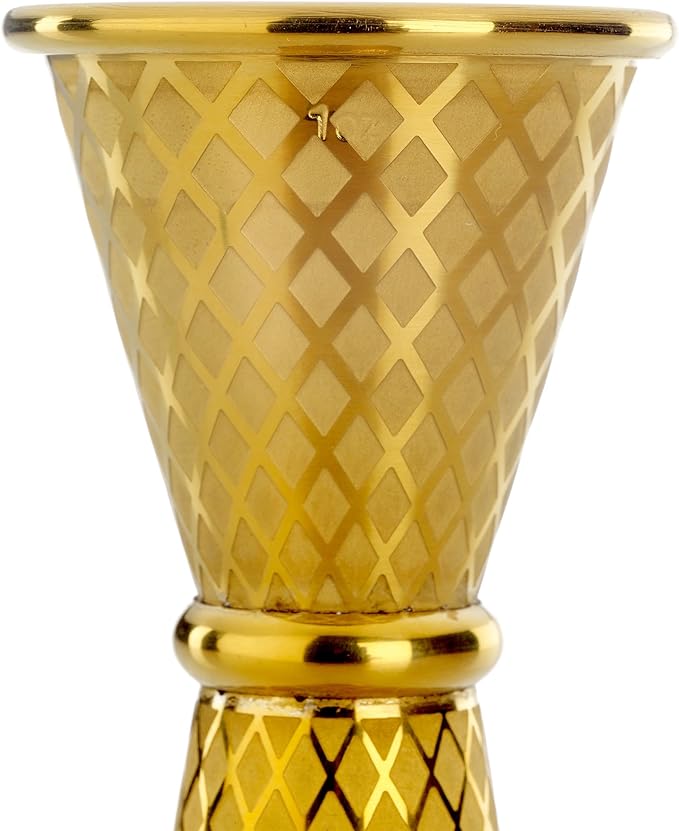 Barfly 1 x 2 oz. Diamond Lattice Etch Japanese Style Jigger, Gold Plated