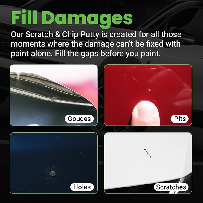 TouchUpDirect Scratch & Chip Putty - Ready-Mixed 5g Automotive Body Filler Kit for Deep Scratches & Gouges, Complete Chip Repair Kit with Spreader & Sandpaper - No Mixing Required