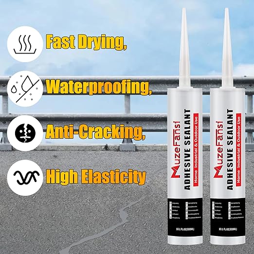 Cement Crack Filler, Concrete Crack Repair Sealant,Flexible Self-Leveling Sealant for Horizontal Surfaces, 10.1 fl. oz (4 Pack, Gray)