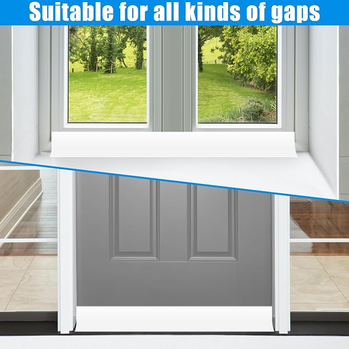 Draft Seal Tape for Doors and Windows 1 in x 40 Ft Silicone Weather Stripping Extra Thick 2mm Door Seal Strip with Strong Adhesive Draft Insulation Stopper Side Seal - White