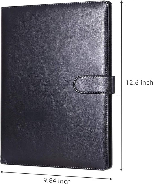 Mymazn Padfolio, Portfolio Folder, Legal Pad Holder, Resume Folder | Faux Leather Binder with Document Organizer, Business Card Holder, Letter-Size Notepad for Interview, Men & Women, Black