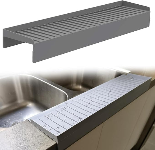 Kitlers Silicone Edge Protectors - Multifunction Sink Accessories, Splash Guard & Draining Mat for Kitchen, Bathroom Sink, Steel, Granite, Quartz Countertops(Gray)