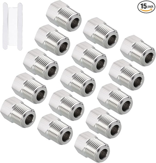 Pack of 15, 3/8" Male NPT NPT1/4" FeMale NPT Solid 304 Stainless Steel Hex Bushing with Sealing Tape, Hose Fittings Adapter Reducer for Bathroom Remodel, Tool Extensions