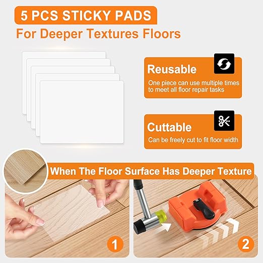 Heavy Duty Floor Gap Fixer Tool with Rubber Mallet, Laminate Flooring Tools with Enhanced Suction Cup & 5 PCS Sticky Pads for Wood Floor, Laminate, Vinyl Plank, Hardwood