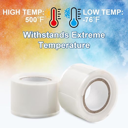 FOURGUN Waterproof Silicone Tape (White, 2 Rolls White)