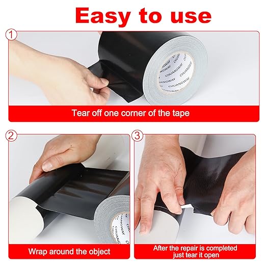 Duct Tape Heavy Duty,4 Inches x 55 Yards,9 Mil Thickness,Strong Industrial Strength,Flexible,No Residue,Waterproof and Tear by Hand,Multi-Use for Indoor & Outdoor Repairs(Black)
