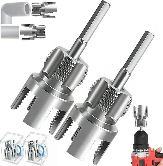 PVC Pipe Threader 2Pcs 1/2" 3/4" - Internal & External Threading Tool Set for Drill（2PCS 3/4)
