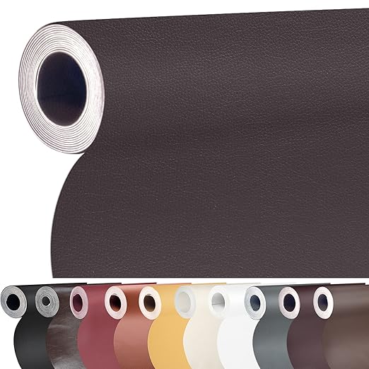 Leather Repair Patch 17X158 inch Large Self-Adhesive Leather Repair Tape, Reupholster Leather Patches for Furniture Couch Chairs Car Seat (Dark Brown, 17x158 inch)