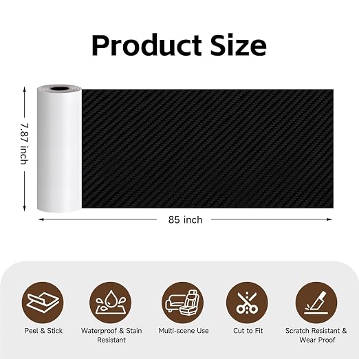 Carbon Fiber Texture PU Faux Leather Repair Tape, Self-Adhesive Patch Kit for Car Seats, Automotive Interior, Gaming Chairs, Office Chairs & Furniture, Waterproof Stick-on Roll (Black, 7.87x 85in)