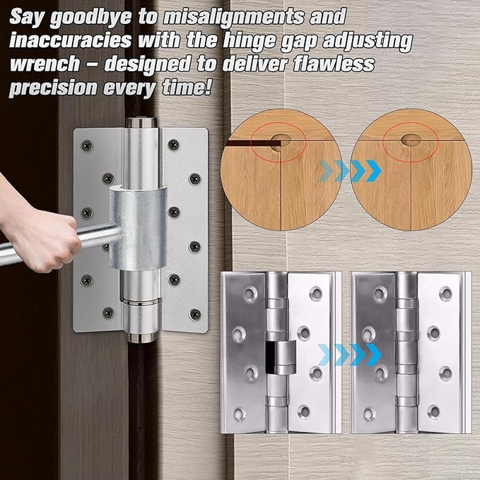 1 Pack Dual Size Door Hinge Adjustment Tool 23–25mm, Door Hinge Repair Tool, Door Gap Adjustment Tool, Door Adjustment Tool, Heavy Duty for Fixing Gaps in Fire, Cleanroom Safety Use (Silvery)