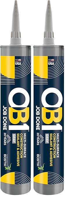 OB1 Universal Caulk Sealant & Adhesive Gray 10.1oz | Professional Grade Premium All-in-One Advanced Hybrid 2-in1 | Water Resistant Internal & External | Shrink Crack UV & Fade Resistant | 1 Cartridge