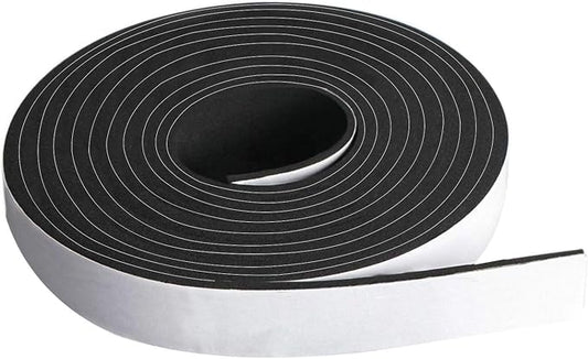 Neoprene Foam Strip Roll By Dualplex, 1" Wide x 10' Long x 1/16" Thick, Weather Seal High Density Stripping with Adhesive Backing – Weather Strip Roll Insulation Foam Strips