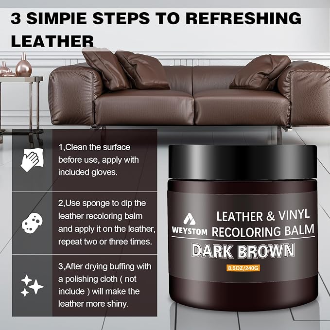 Leather Recoloring Balm, Color Restorer Conditioner, Leather Dye for Furniture, Couch Paint and Repair, Scratch Remover, Leather Color for Couches, Leather Repair Kits