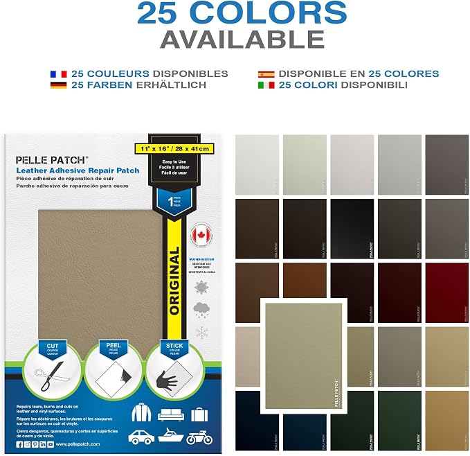 Beige Leather Repair Kit - 25 Colors Available - Original 11x16 - Beige