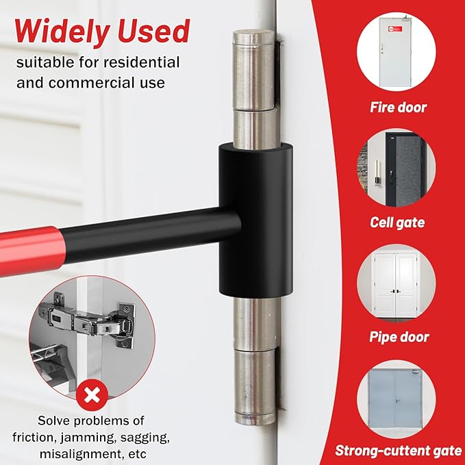 4-in-1 Door Hinge Adjustment Tool, Hinge Gap Adjusting Wrench, Door Repair Kit for Residential and Commercial, Heavy Hinges Wrench Bender Set with Rubber Grip, Cabinet Alignment Fits 14mm-25mm Hings