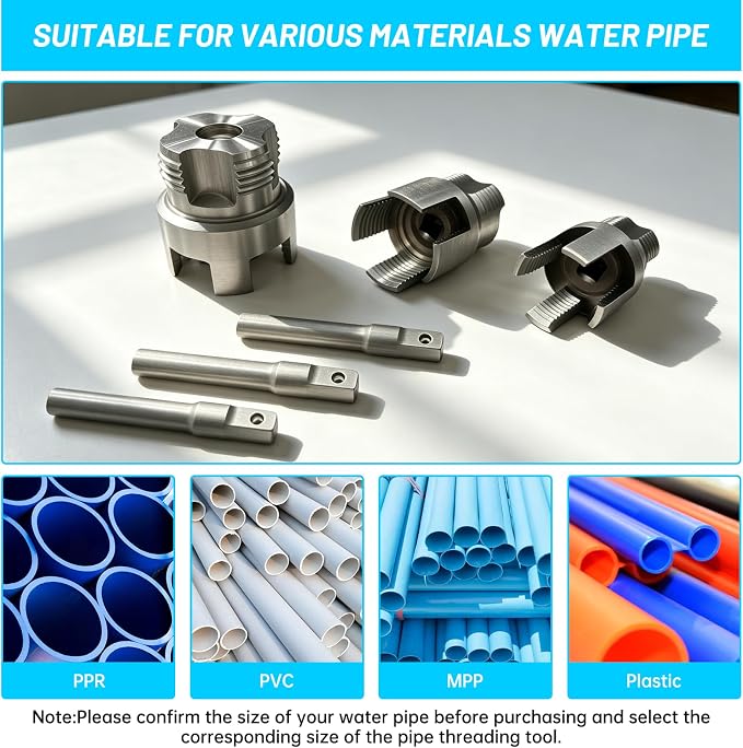3pcs Pvc Pipe Threader Kit,Dual-Function Integrated Internal & External Pipe Threading Tool For 1/2" & 3/4"& 1" Pvc/Plastic Pipes,Electric Drill Compatible For Home Repair(1/2"+3/4"+1")