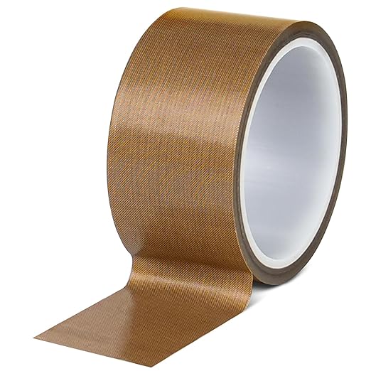 Teflone Glass Cloth Tape (2 inch x 33 Feet x 0.18mm), High Temperature PTFE Heat Resistant Adhesive Tape Non-Stick Surface for Vacuum Sealer Machine, Heat Press, Packaging, Electrical Use